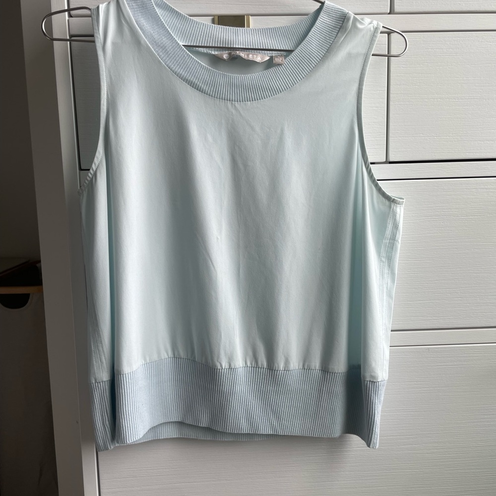 Blue and Green Boxy Tank Top Relaxed Fit